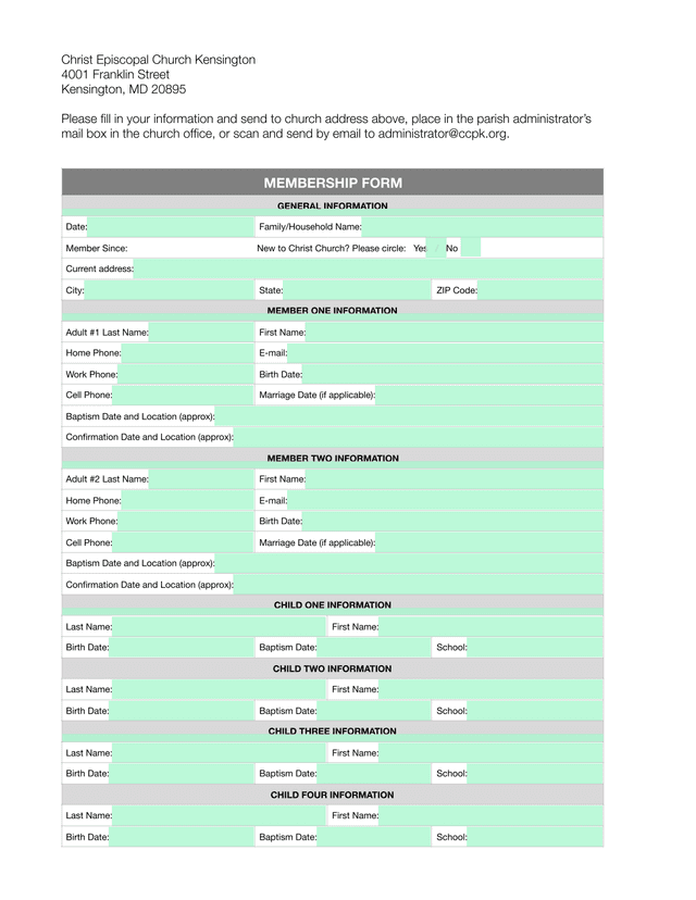 Membership Form screenshot