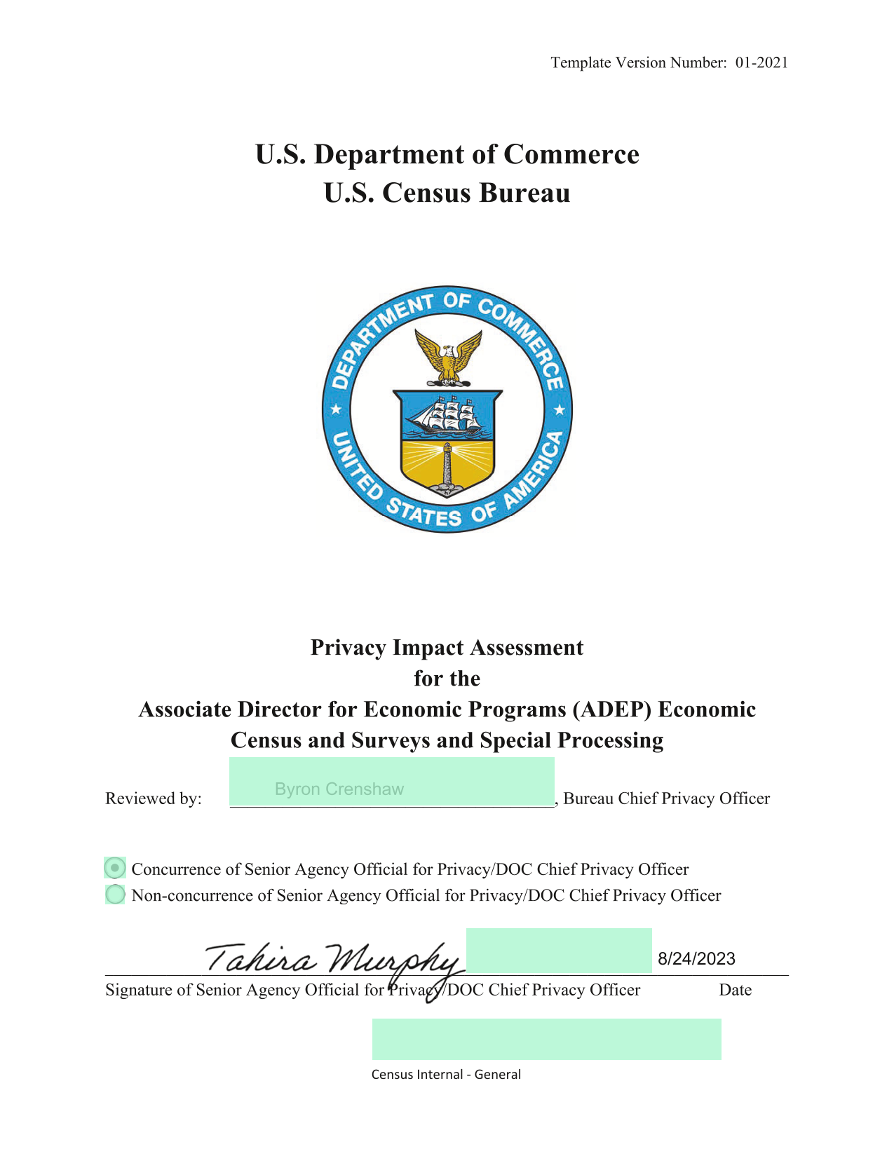 Privacy Impact Assessment For ADEP Economic Census And Surveys And Special Processing screenshot