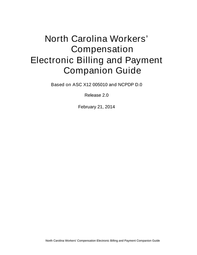 North Carolina Workers Compensation Electronic Billing And Payment Companion Guide screenshot