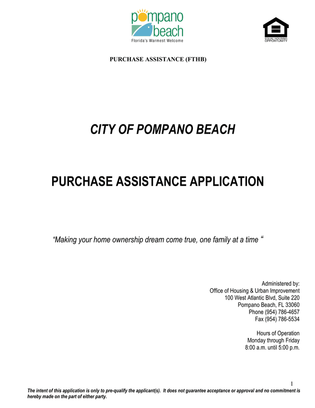 Purchase Assistance (FTHB) Application screenshot