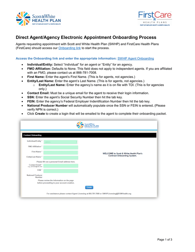 Direct AgentAgency Electronic Appointment Onboarding Process screenshot