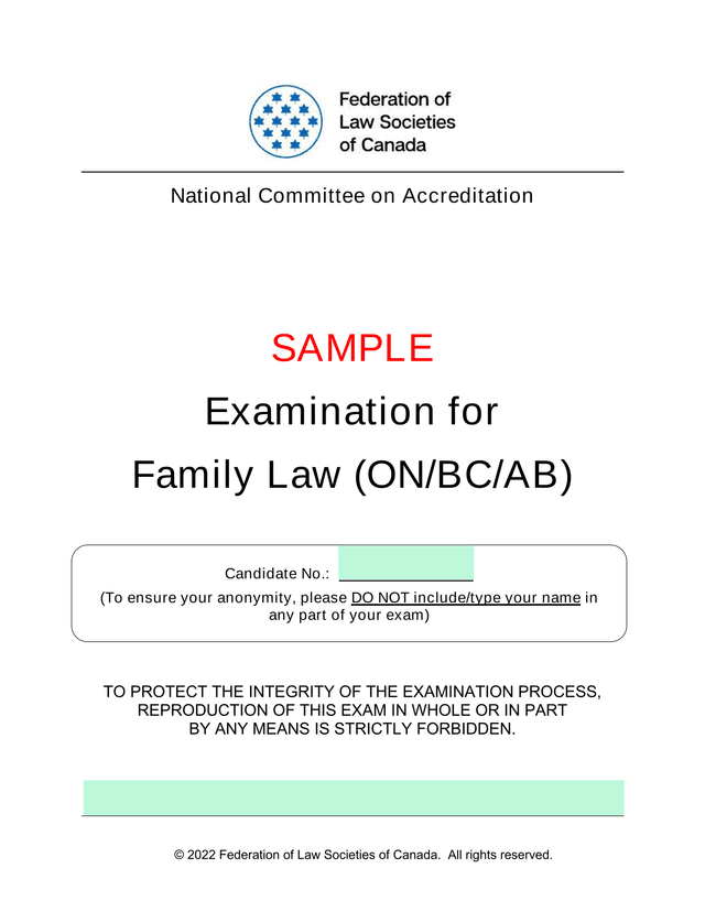 Sample Examination For Family Law (ONBCAB) screenshot