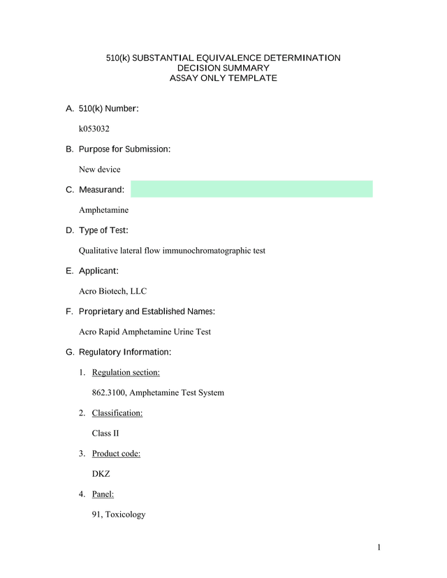 510(K) Substantial Equivalence Determination Decision Summary screenshot