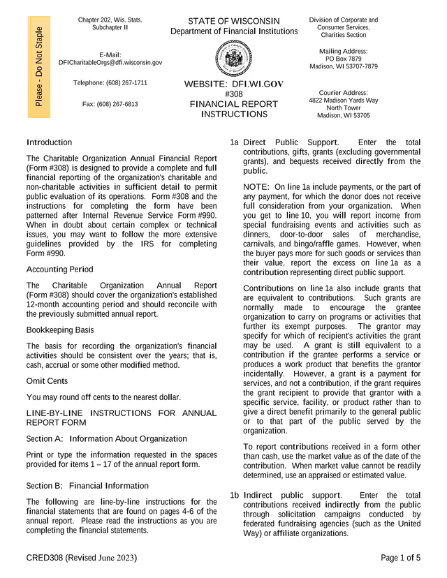 308 Financial Report Instructions screenshot
