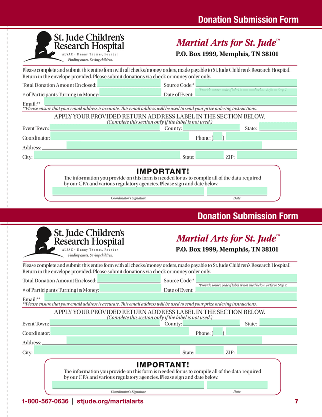 Donation Submission Form screenshot