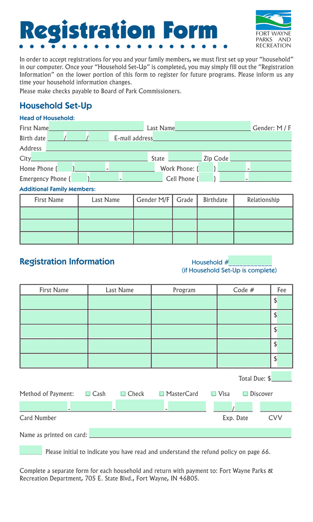 Registration Form screenshot