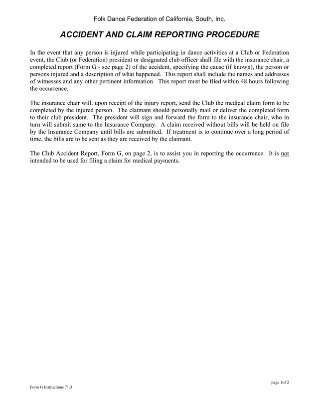 Accident And Claim Reporting Procedure screenshot