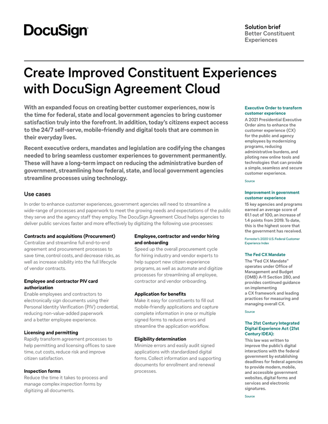 Create Improved Constituent Experiences With DocuSign Agreement Cloud screenshot