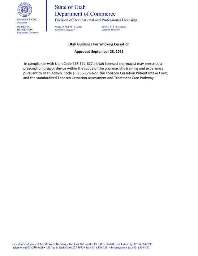 Tobacco Cessation Self Screening Patient Intake Form screenshot