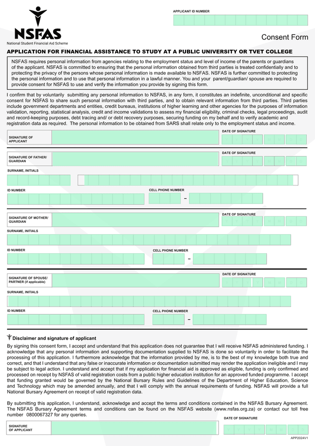 Consent Form   National Student Financial Aid Scheme screenshot