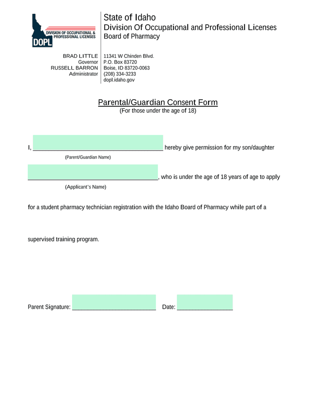 ParentalGuardian Consent Form screenshot
