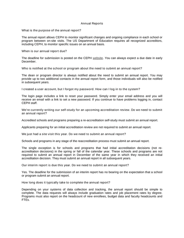 CEPH Annual Reports Guidelines screenshot