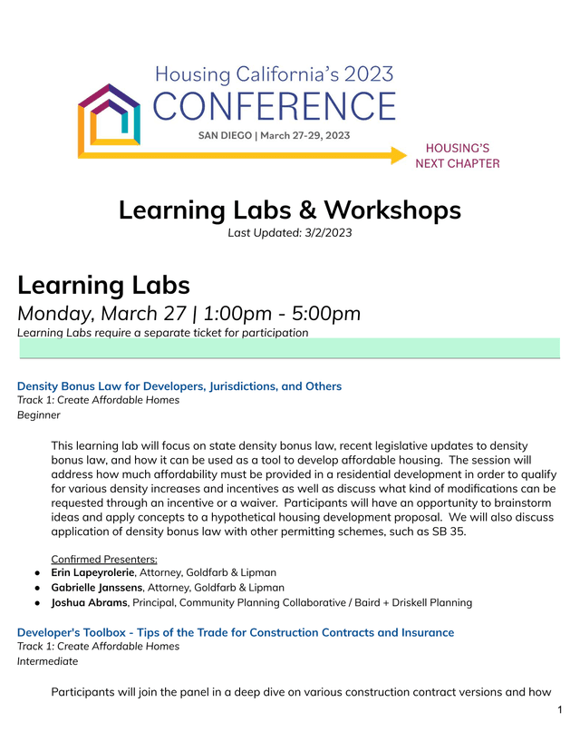 Learning Labs  Workshops screenshot