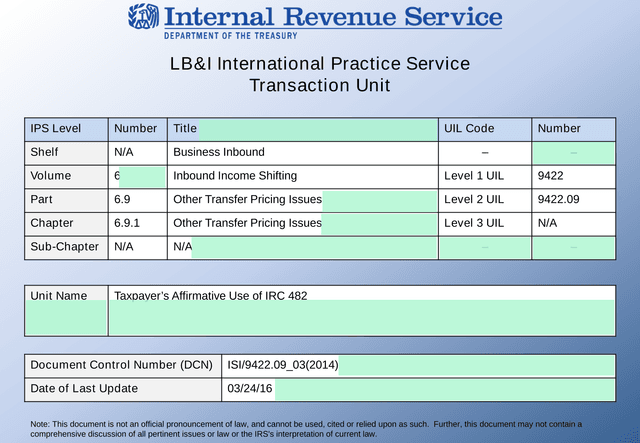 TaxpayerS Affirmative Use Of IRC 482 screenshot