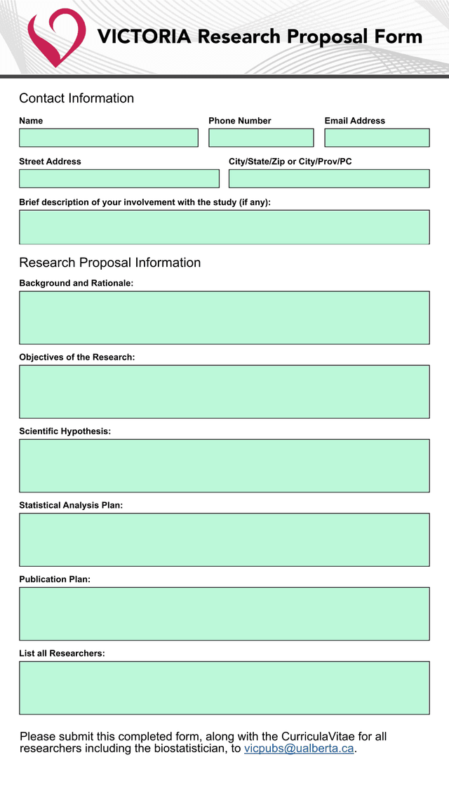 Research Proposal Form screenshot