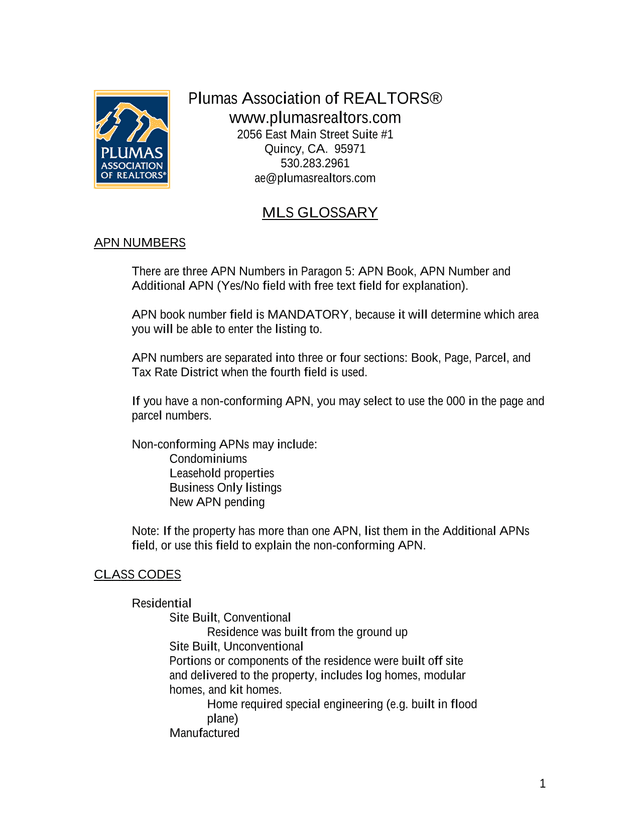 MLS Glossary screenshot