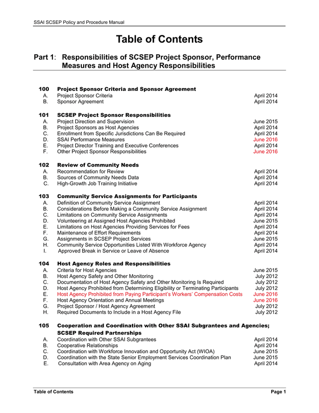 SSAI SCSEP Policy And Procedure Manual screenshot
