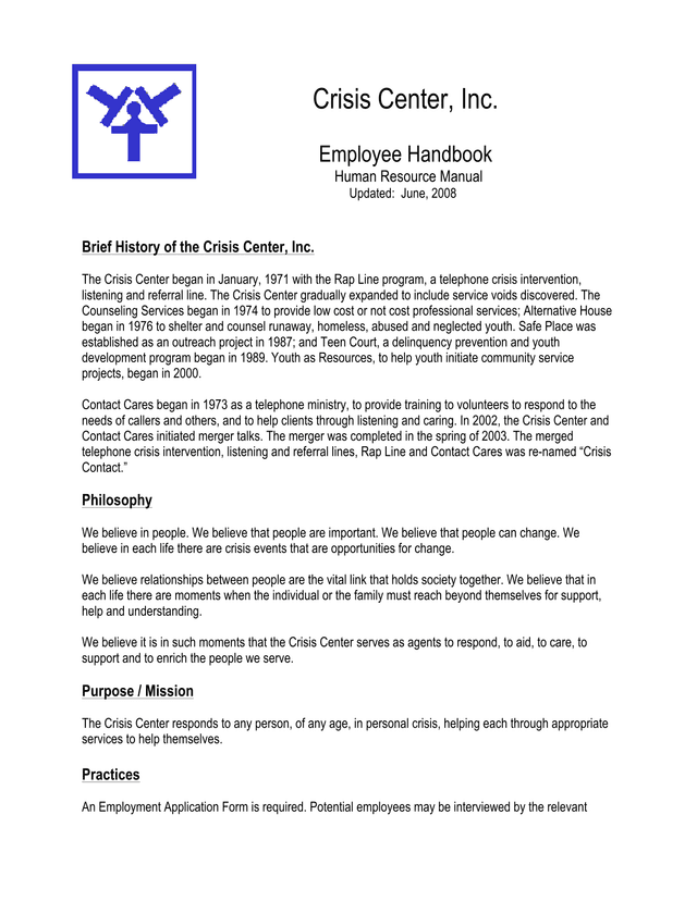 Employee Handbook screenshot