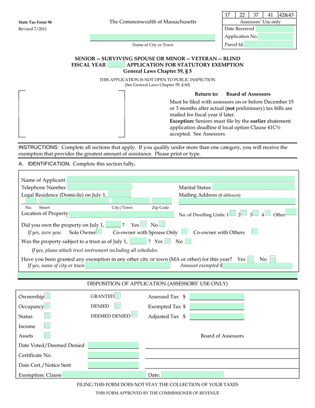 State Tax Form 96 screenshot