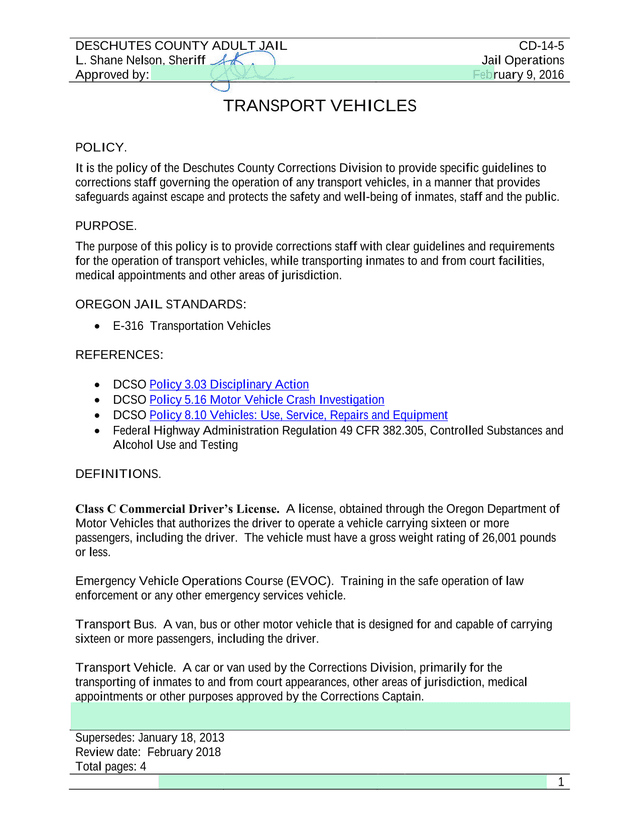 Transport Vehicles Policy screenshot