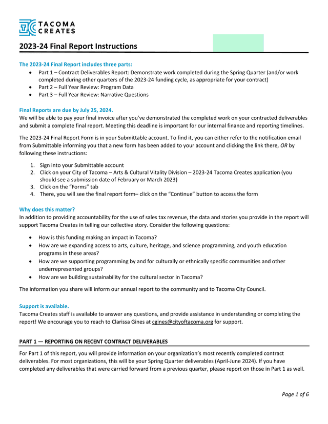 2023 24 Final Report Instructions screenshot