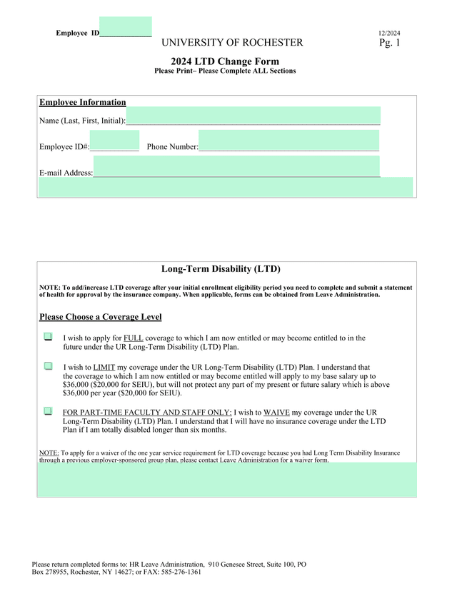 2024 LTD Change Form screenshot