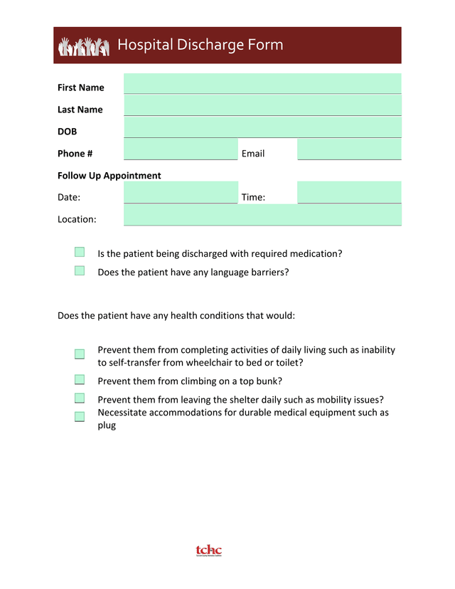 Hospital Discharge Form screenshot