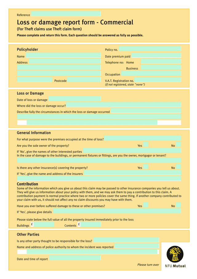 Loss Or Damage Report Form   Commercial screenshot