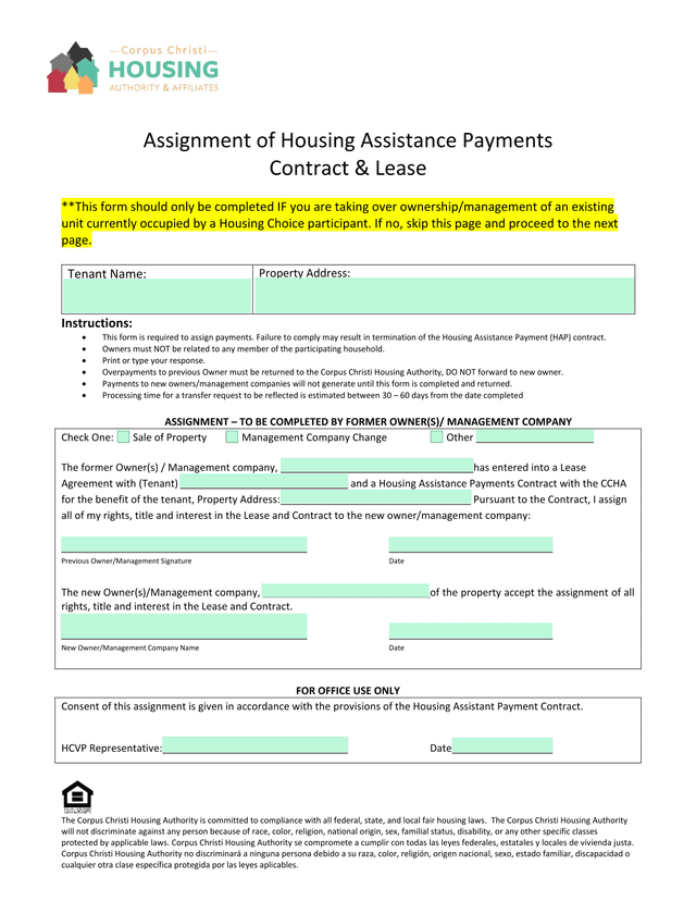 Assignment Of Housing Assistance Payments Contract  Lease screenshot