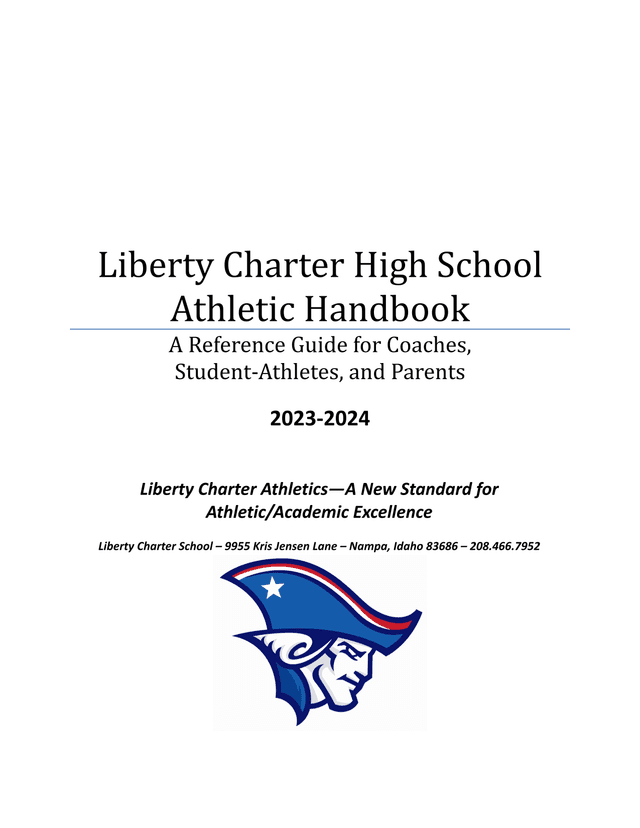 Liberty Charter High School Athletic Handbook screenshot