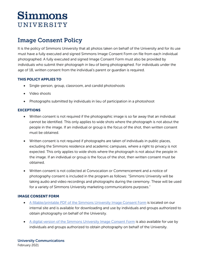 Image Consent Policy screenshot