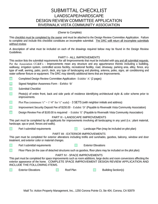 LandscapeHardscape Design Review Committee Application screenshot