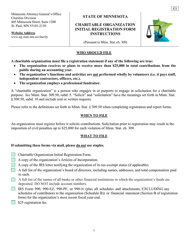 Charitable Organization Initial Registration Form screenshot