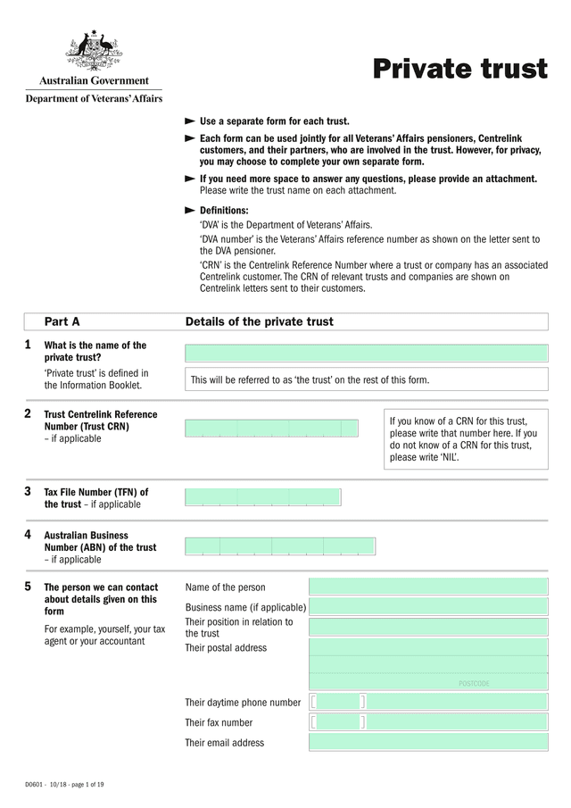 Private Trust Form screenshot