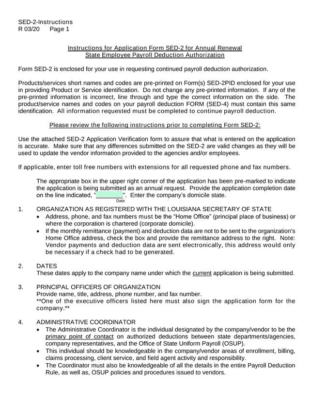SED 2 Application Form For Annual Renewal screenshot