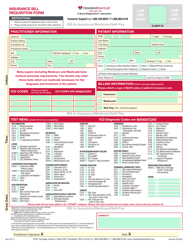 Insurance Bill Requisition Form screenshot