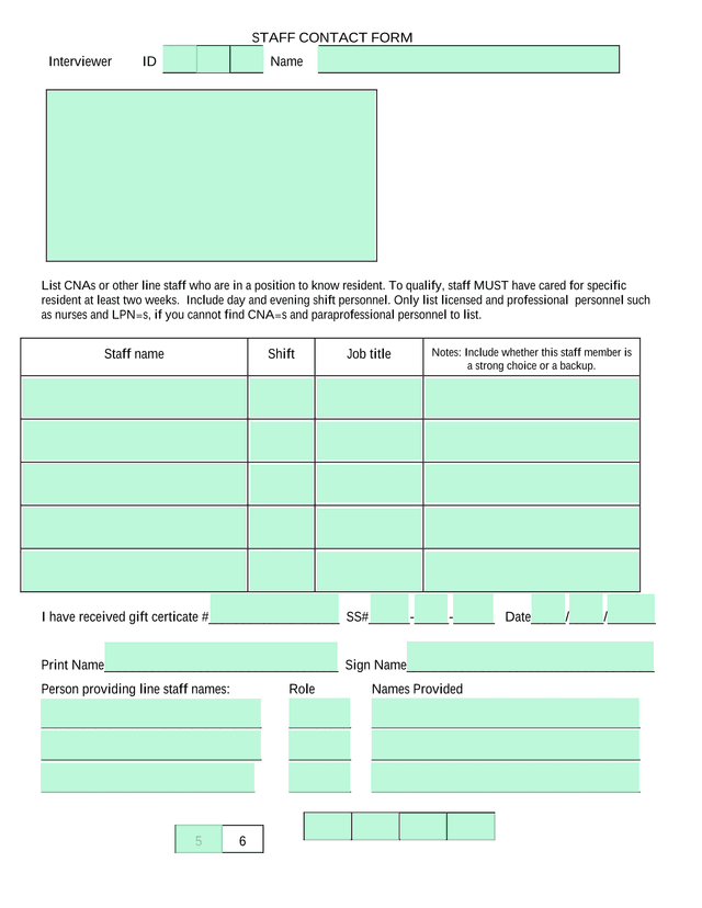 Staff Contact Form screenshot