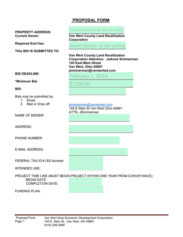 Proposal Form screenshot