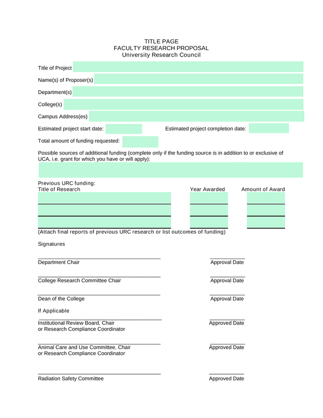 Faculty Research Proposal screenshot