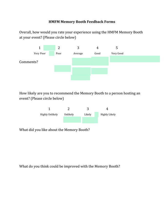 HMFM Memory Booth Feedback Forms screenshot
