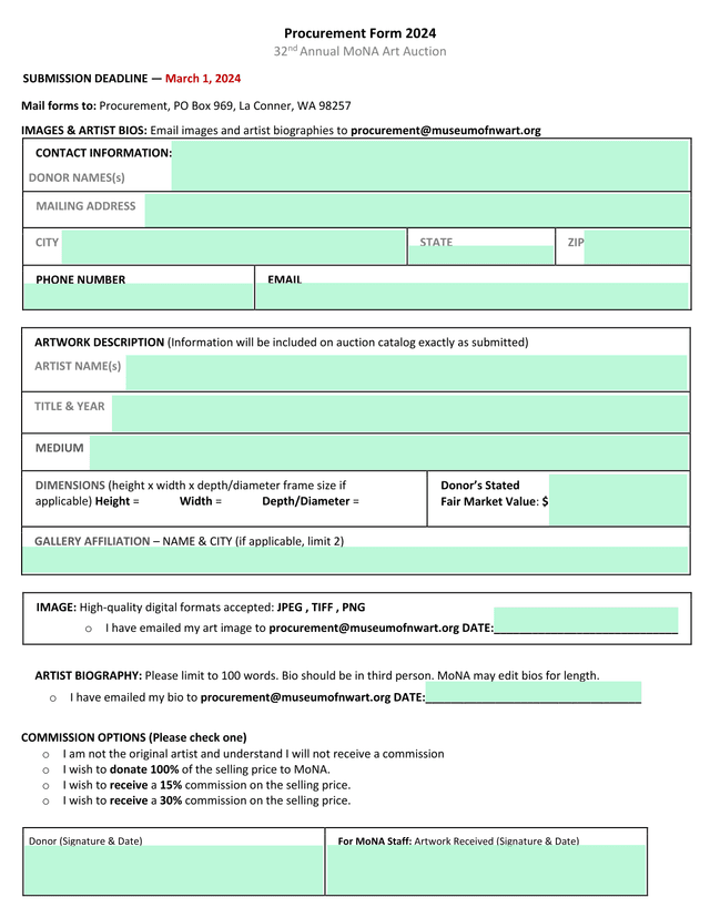 Procurement Form 2024 screenshot