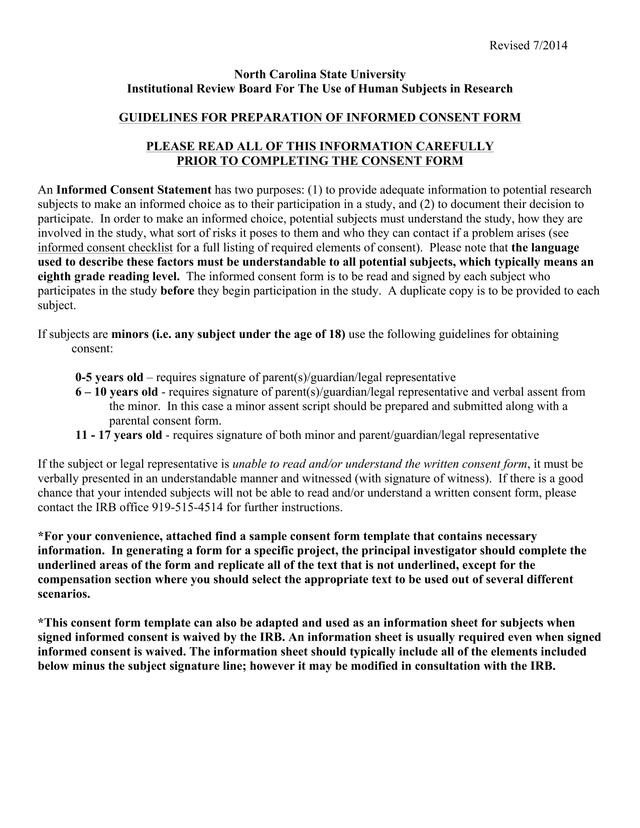 Guidelines For Preparation Of Informed Consent Form screenshot