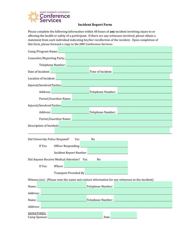 Incident Report Form screenshot