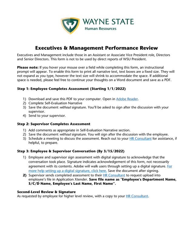 Executives  Management Performance Review screenshot
