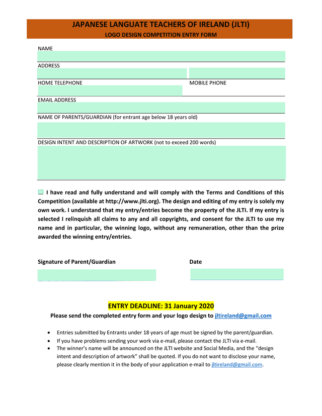 JLTI Logo Design Competition Entry Form screenshot