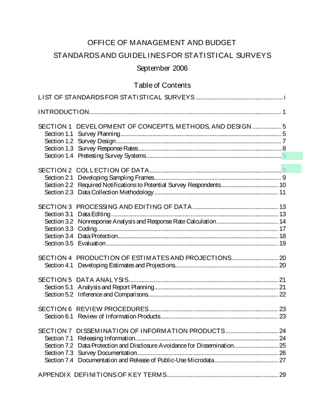 STANDARDS AND GUIDELINES FOR STATISTICAL SURVEYS screenshot