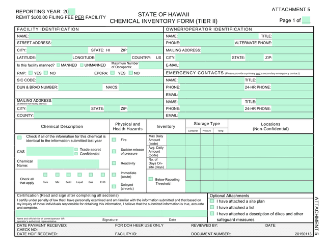 Chemical Facility Identification And Reporting Form screenshot