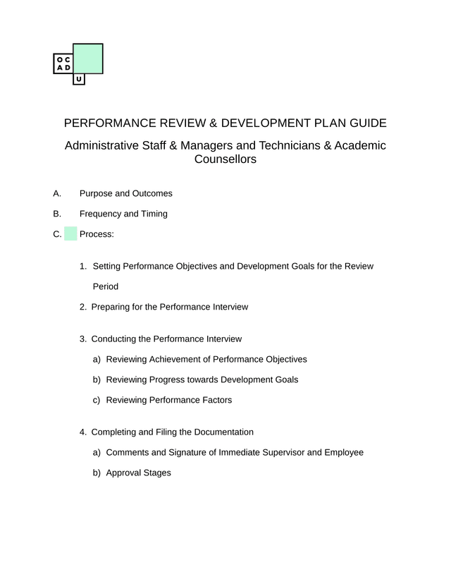 Performance Review  Development Plan Guide screenshot