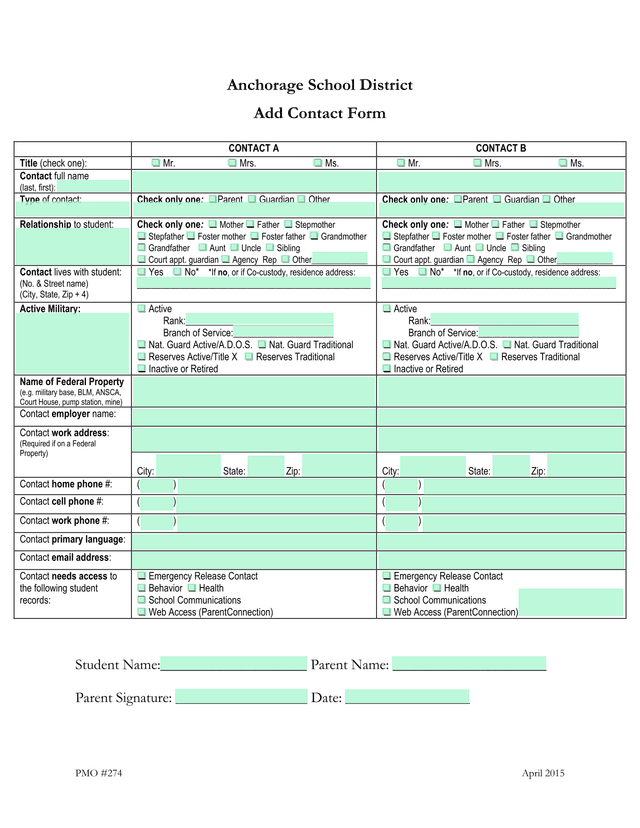 Add Contact Form screenshot