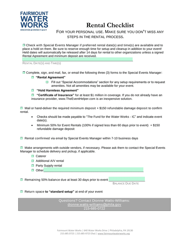 Rental Checklist screenshot